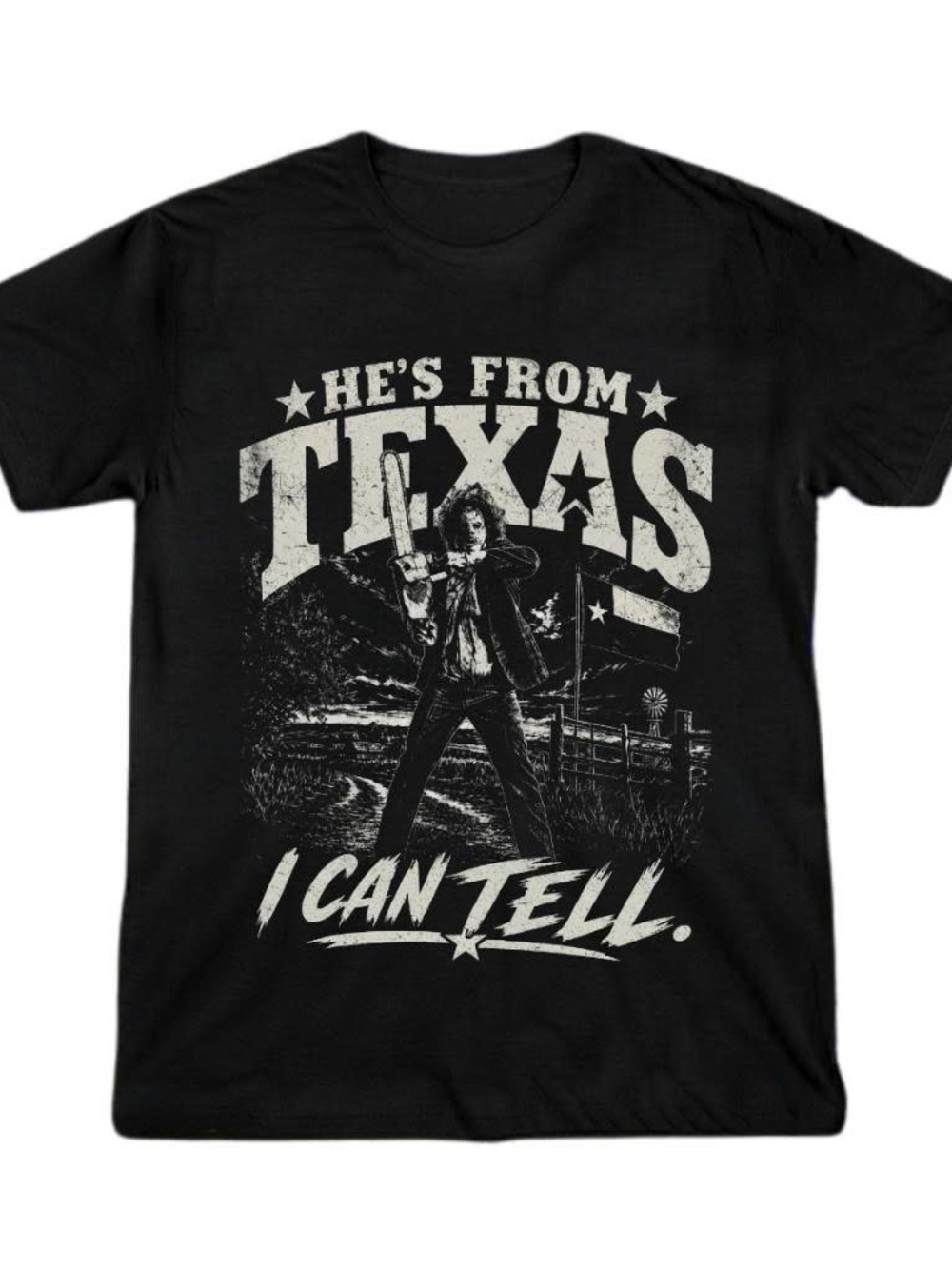 Black 'He's From Texas' Graphic Crewneck T-Shirt